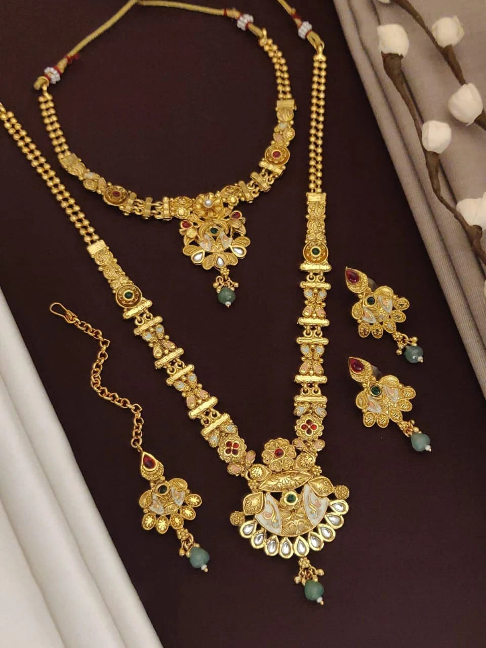 Cute Rajwadi Necklace Combo Set | Rajwadi Jewellery Combo Set For Women