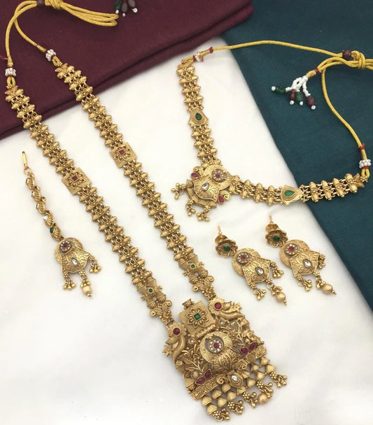 Ethinic Rajwadi Necklace Combo Set | Rajwadi Jewellery Combo Set For Women