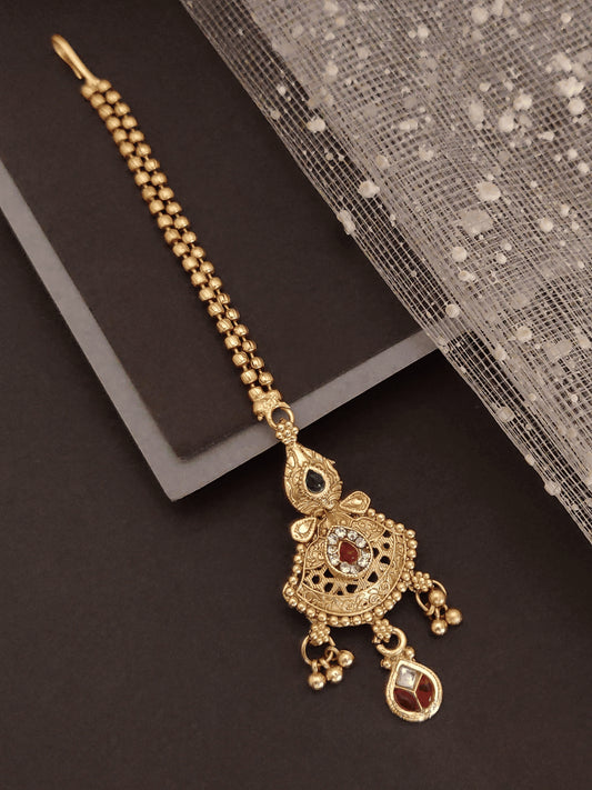 Designer Antique Gold Maang Tikka For Women