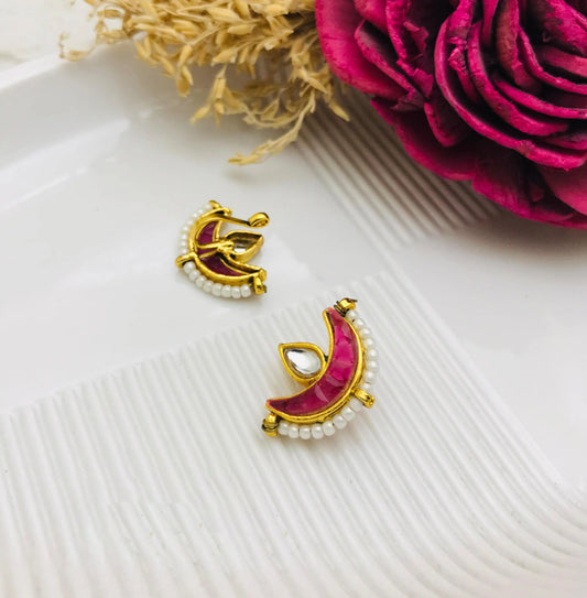 Red Diamond Nose Pin | Gold Nose Pin For Women