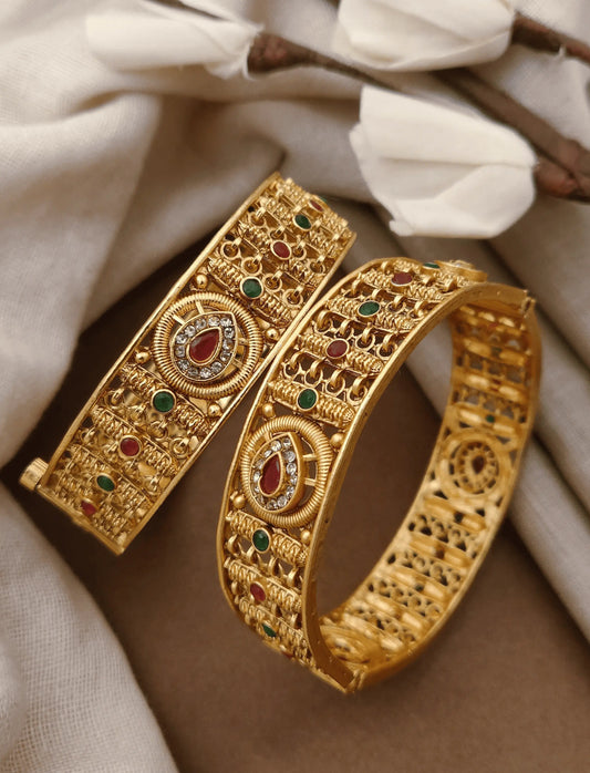 Royal Antique Gold Plated Patla Bangles 