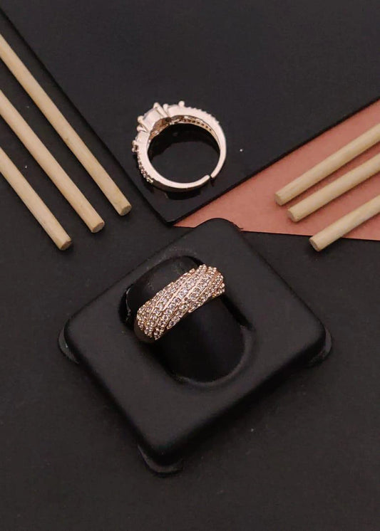 Trendy Rose Gold Finish AD Band Ring