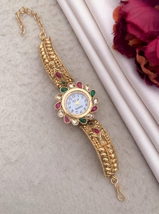 Antique Gold Rajwadi Watch | New Antique Watches For Women